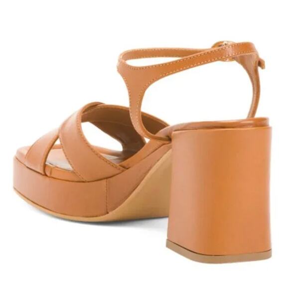 Women's Cordani Made in Italy Bowdie Platform Brown Leather Block Heels size 38 - Picture 8 of 8